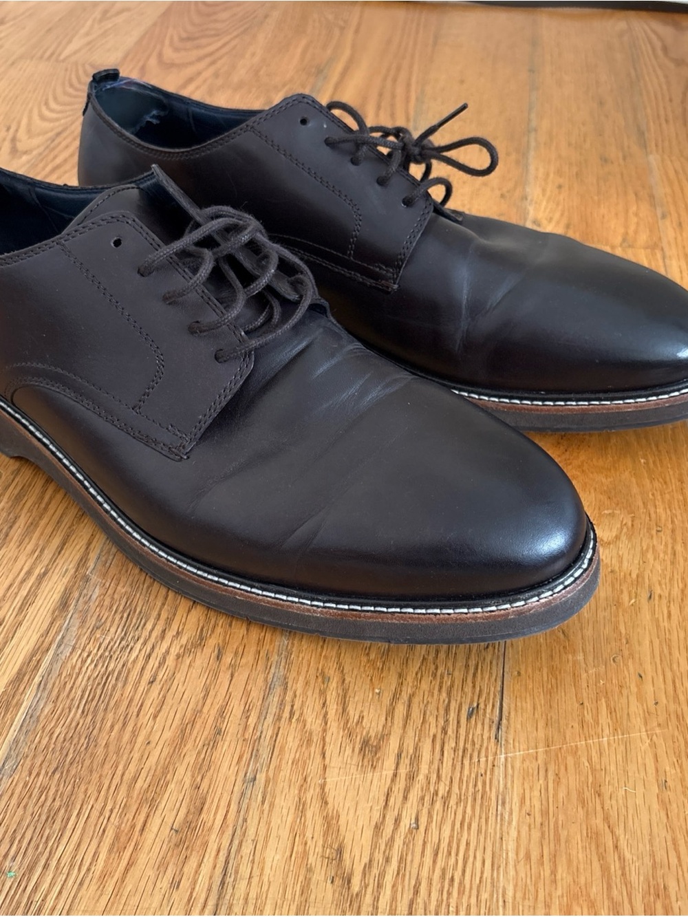 Cole Haan Black Leather Derby Lace-Up Shoes
